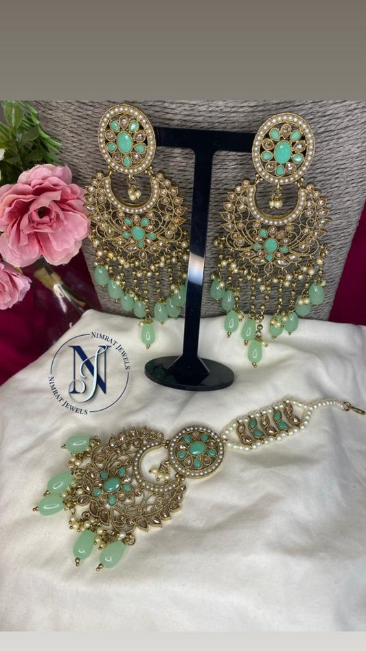 ChandBali Earrings with Tikka
