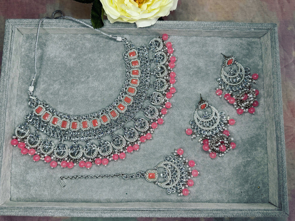 Silver and Pink Bridal set